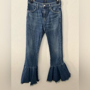 Citizens of Humanity Drew‎ Flounce Crop Flare Jeans SZ 26 Ruffle Hem Distressed